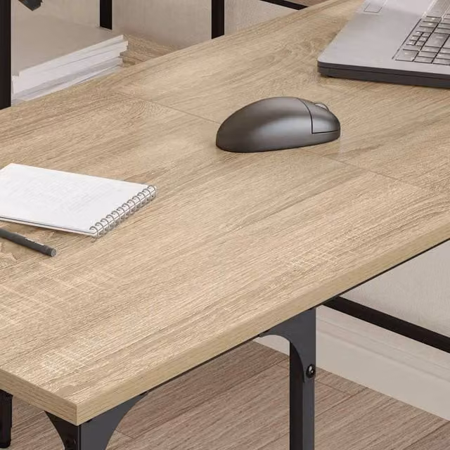 Berkfield Home Sonoma Oak Writing Desk in Light Tan, W/D/H: 139 x 139 x 75 cm