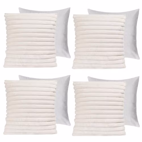 OHS Set of 4 White Faux Fur Square Scatter Cushions with Removable Covers, W/D/H: 45 x 45 x 45 cm