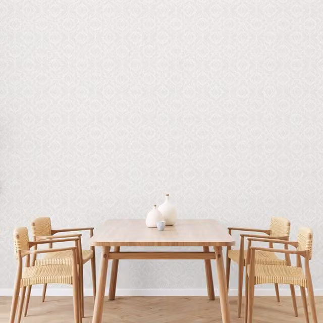 SK Filson White Abstract Floral Classic Washable Wallpaper Roll