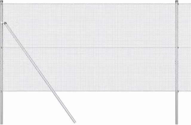 Berkfield Home Silver Galvanised Steel Welded Wire Fence with 7 Round Posts, W: 120 cm, L: 10 m