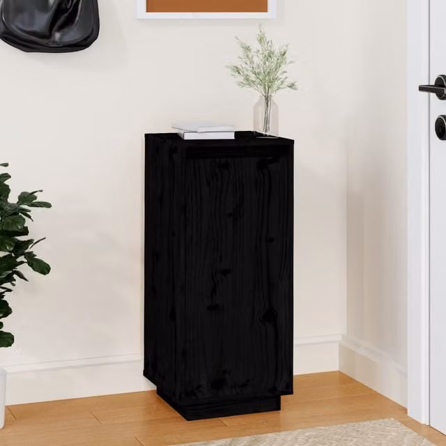 Berkfield Home Black Solid Wood Pine Shoe Cabinet W/D/H: 35 x 35 x 80 cm