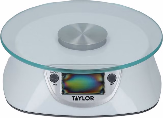 Taylor Digital Kitchen Scale with Glass Top, 5kg Capacity, Silver