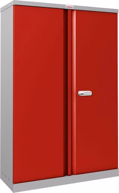 Phoenix Safe Company SCL1491GRE Steel Storage Cupboard in Grey and Red with Electronic Lock, H 140 cm x W 100 cm x D 30 cm