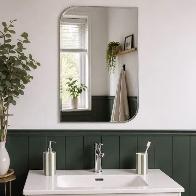 Showerdrape Islington Modern Rectangular Frameless Wall Mounted Bathroom Mirror in Silver, W: 60 cm, H: 45 cm