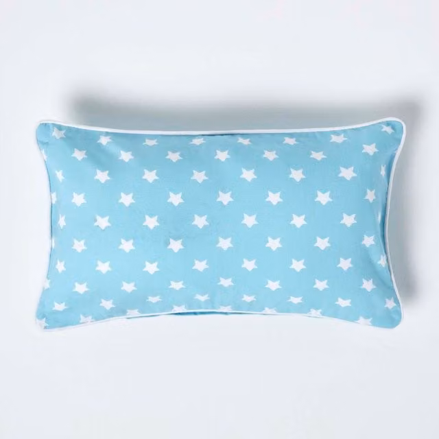 Homescapes Blue Cotton Stars Square Cushion Cover, W: 50 cm