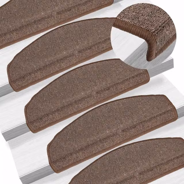 Berkfield Home Self-Adhesive Stair Mats, 10 Pack, Coffee Brown, W: 65 cm, D: 24 cm, H: 4 cm