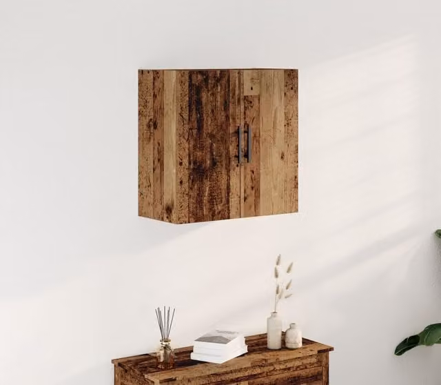 Berkfield Home Wall-Mounted Rustic Cabinet in Brown, W: 60 cm, D: 31.5 cm, H: 60 cm