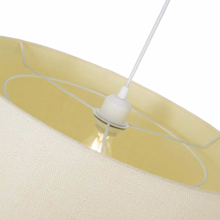 Happy Homewares Modern Round Linen Fabric Lampshade in Beige