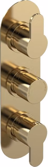 Balterley Pride Round Triple Thermostatic Shower Valve with Diverter for 3 Outlets in Brushed Brass