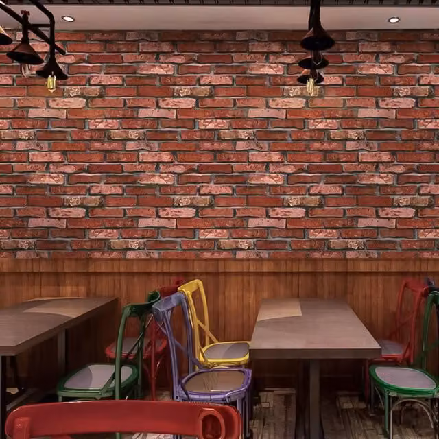 NOVECRAFTO 3D Red Brick Effect Geometric Industrial Stone Look Wallpaper, 4 Rolls (20.14 m)