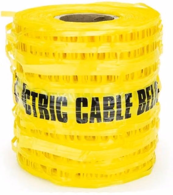 Pegdev Detectable Mesh Electrical Cable Marker Barrier Tape, Bright Yellow, 200mm x 45m