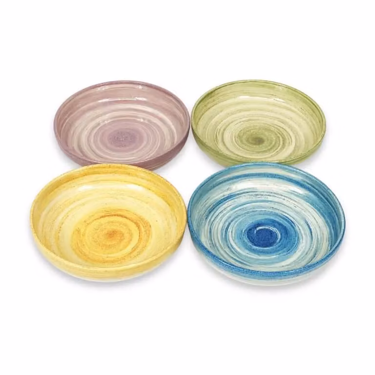 Verano Spanish Ceramics Pastel Beach Hand Painted Ceramic Salad Bowl in Lilac, Diameter: 27 cm