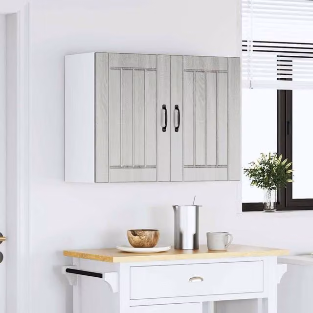 Berkfield Home Lucca Grey Sonoma Wall Mounted Kitchen Cabinet with Glass Doors