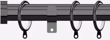 New Edge Blinds Black Nickel 28mm Metal Curtain Pole, Length: 480 cm