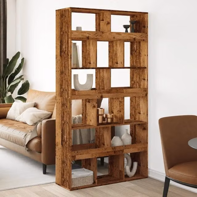 Berkfield Home Old Wood Room Divider in Brown, W/D/H: 100 x 33 x 187.5 cm