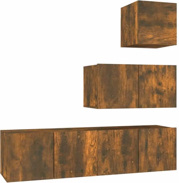 Berkfield Home 4 Piece Classic Smoked Oak TV Cabinet Set in Brown