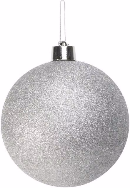 KDMD Silver Glitter Shatterproof Round Christmas Bauble, 25 cm