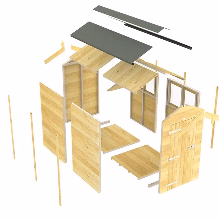 Buttercup Farm Apex Security Wooden Shed with Double Doors in Brown, W: 214 cm, D: 387 cm, H: 217 cm