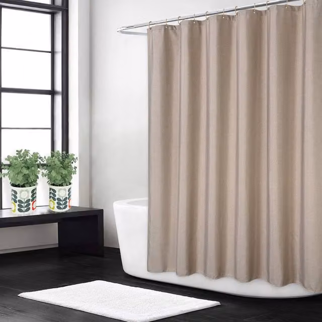 London Boutique Waterproof Polyester Shower Curtain in Light Brown, W: 121.92 cm, H: 182.88 cm