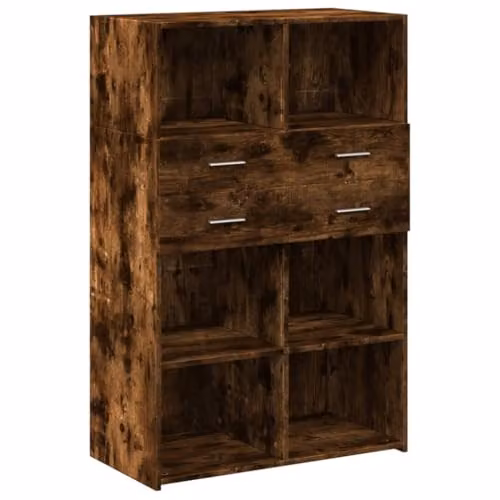 vidaXL Highboard in Smoked Oak Brown, W/D/H: 80 x 42.5 x 124 cm