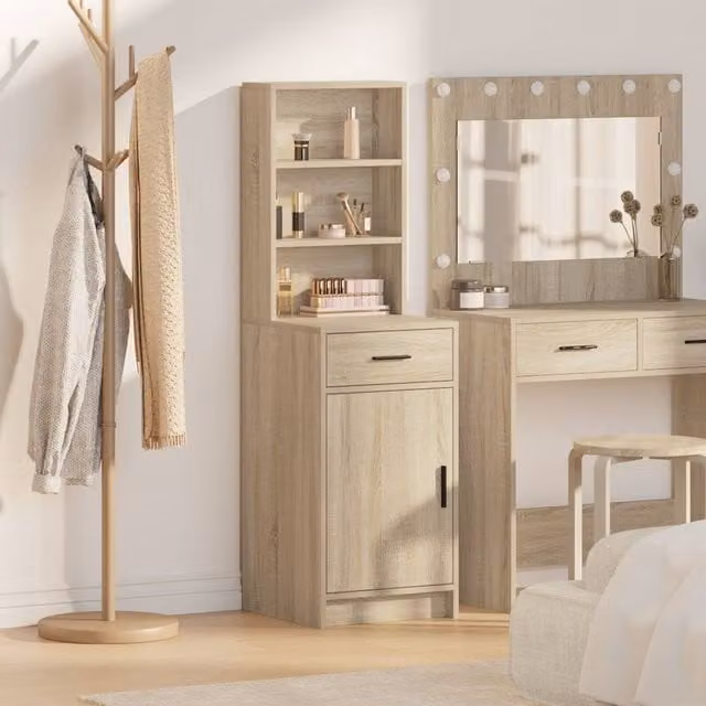Berkfield Home Sonoma Oak Highboard in Brown, W/D/H: 40 x 41 x 135 cm