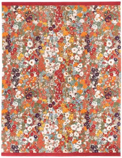 House of Hackney Hollyhocks Spring Floral Wool Rug, Multicolour, W: 305 cm x D: 122 cm