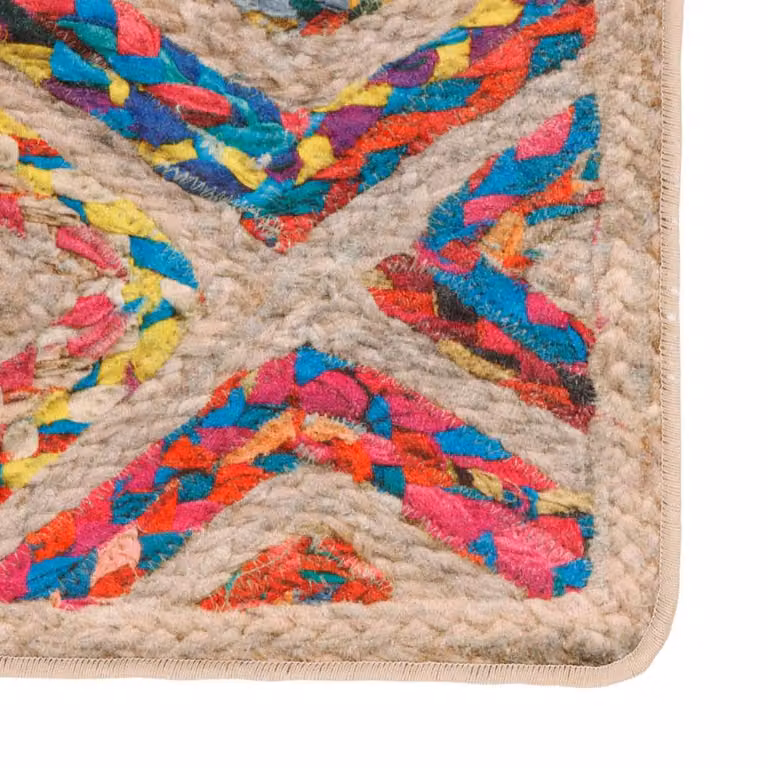 Berkfield Home Washable Multicolour Boho Anti Slip Rug W/D: 80 x 300 cm