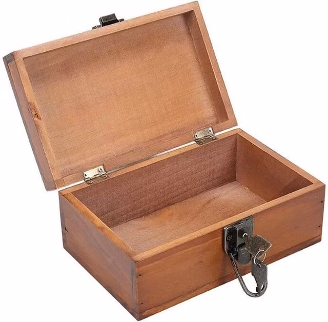 SPETLEK Lockable Vintage Solid Wood Treasure Chest Storage Box in Brown