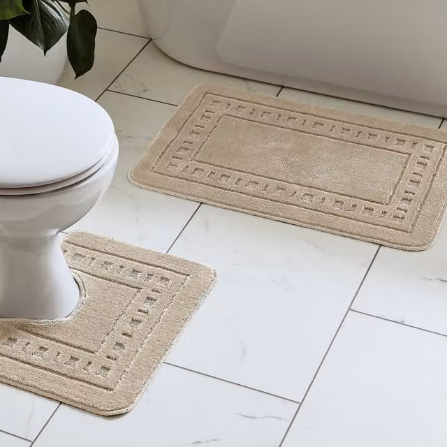 Catherine Lansfield Armoni Bath Mat and Pedestal Mat Set in Beige