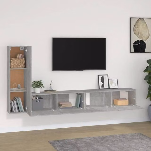 Berkfield Home Classic 3 Piece TV Cabinet Set in Grey Matt MDF