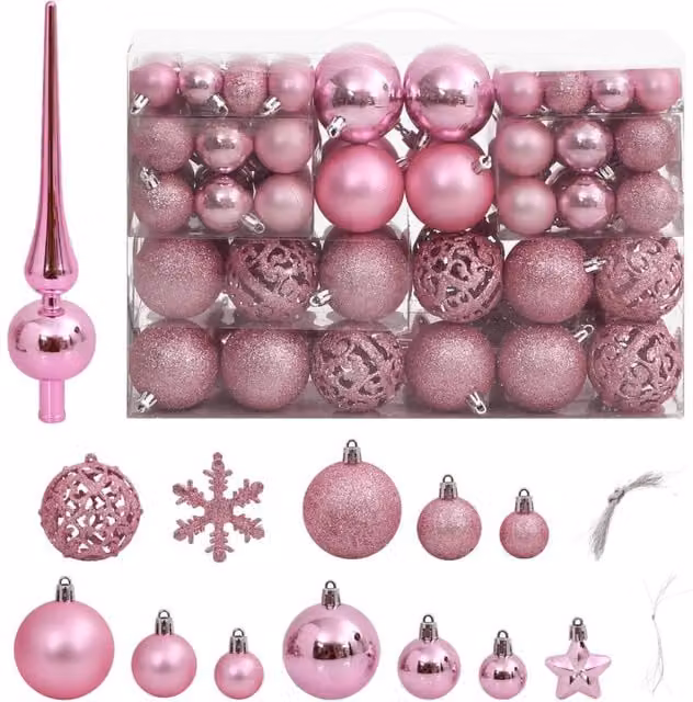 Berkfield Home 111 Piece Pink Christmas Bauble Set