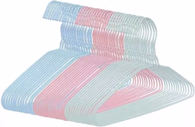 Nordara 80 Pink and Silver Space-Saving Plastic Childrens Hangers with Notches