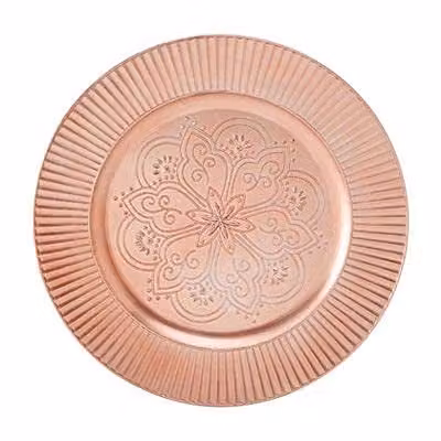 Orsina Gold Floral Melamine Dinner Plate, W: 33 cm x D: 33 cm x H: 2 cm