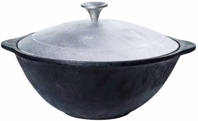 KAMADO BONO Black Uncoated Cast Iron Casserole Pot, 3.6 l