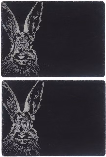 Selbrae House Set of 2 Rectangular Slate Place Mats in Dark Grey