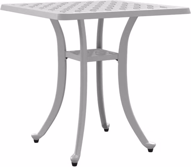 Berkfield Home White Square Garden Table in Powder Coated Aluminium, W/D/H: 53 x 53 x 53 cm