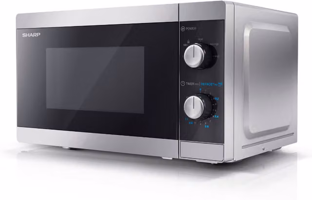 Sharp 20 Litre 800W Mechanical Solo Countertop Microwave Oven - Silver and Black
