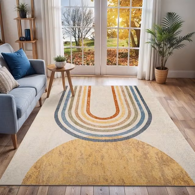 Livabliss Lilian Washable Modern Abstract Rug in Multicoloured Grey and Beige, W: 160 cm, L: 215 cm