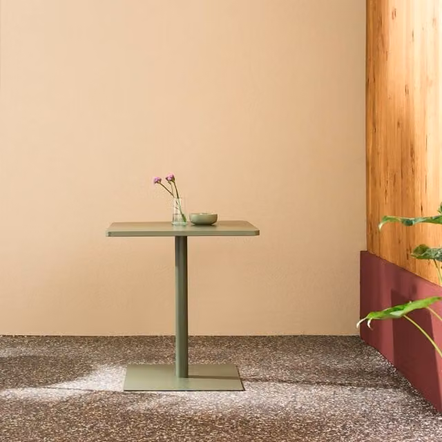 Sweekeek Square Steel Bistro Garden Table in Khaki Green