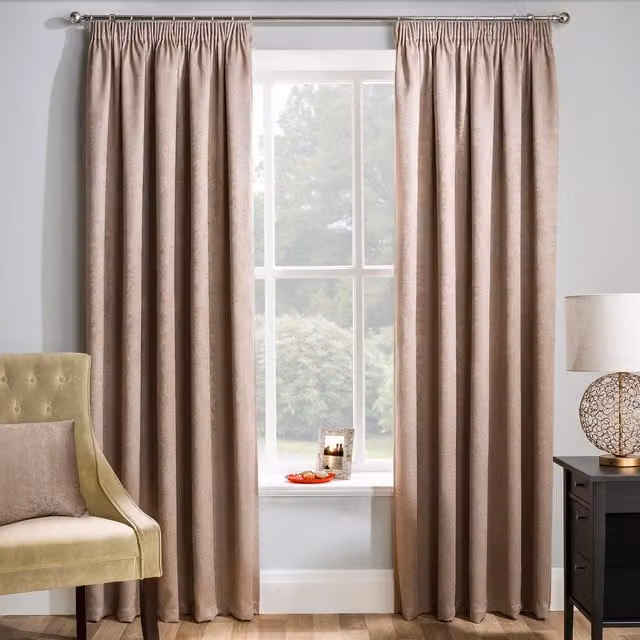 Enhanced Living Matrix Latte Thermal Noise Reducing Dim Out Curtains, Beige/Brown, H: 229 cm, W: 168 cm