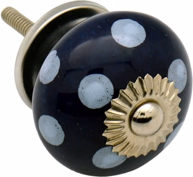 Nicola Spring Blue Polished Ceramic Cabinet Knobs, Pack of 24