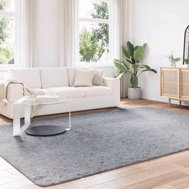 Berkfield Home NAVARRA Shaggy High Pile Rug, Light Grey, W: 240 cm, D: 340 cm