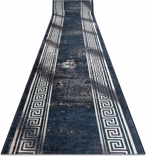 RugsX Anti-Slip Lotus Runner in Grey, W: 60 cm, L: 240 cm