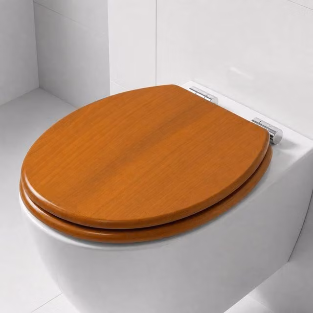 SINOBATH Universal Fit Oval Soft Close Toilet Seat with Quick Release in Brown MDF