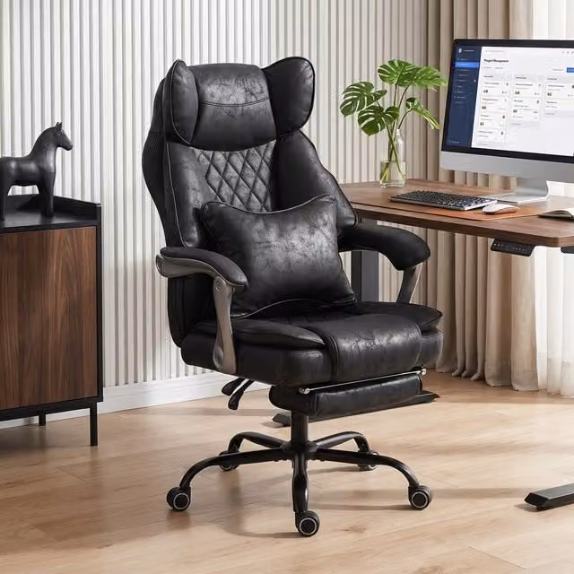 HOMCOM Black Executive Office Chair with Lumbar Support and Armrests