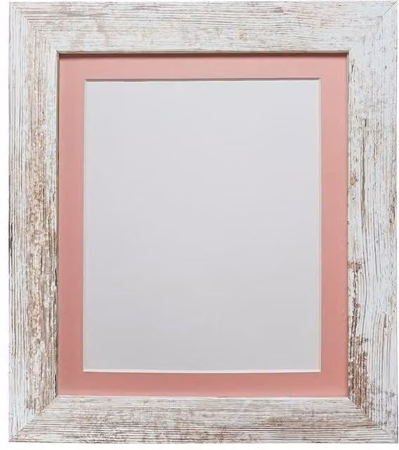 Frames & Mirrors 4U Metro Distressed White Single Picture Frame with Pink Mount for A3 Images