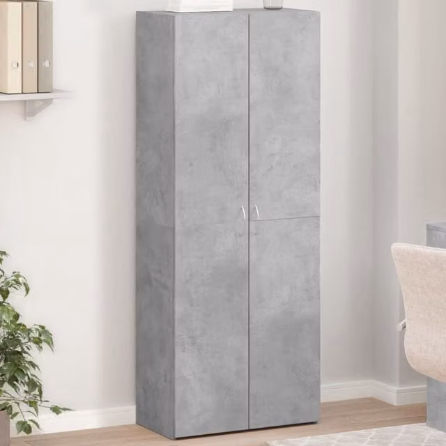 Berkfield Home Modern Grey Wall Mounted File Cabinet with Hinged Doors, W/D/H: 60 x 32 x 153 cm