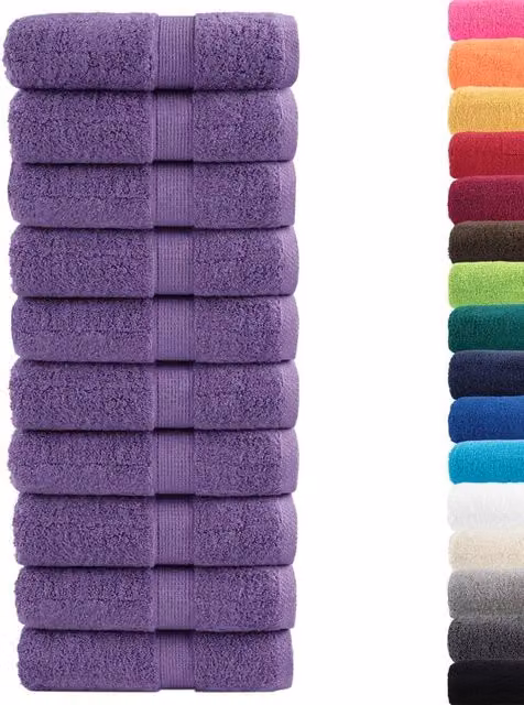 Berkfield Home SOLUND Premium Cotton Soap Towels, Purple, 10 Pack, W/D/H: 30 x 30 cm, 600 gsm