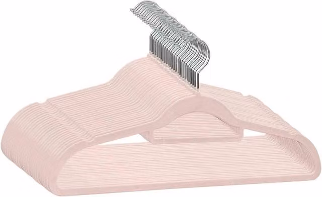 KORVIXA 30 Pack Pink Velvet Non-Slip Hangers with Swivel Hooks