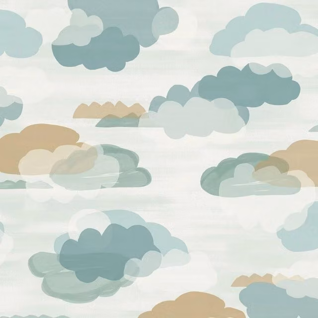 Grandeco Figari Clouds Textured Non-Woven Wallpaper in Petrol Blue